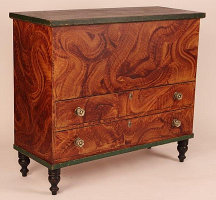 MASSACHUSETTS CHEST WITH DRAWERS, PINE, AGED PAINTED FINISH (BC108)