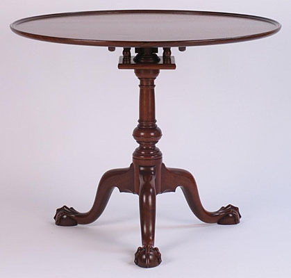 PHILADELPHIA TEA TABLE, CROTCH WALNUT,  35" diameter (T161)