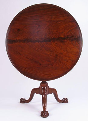PHILADELPHIA TEA TABLE, CROTCH WALNUT,  35" diameter (T161)
