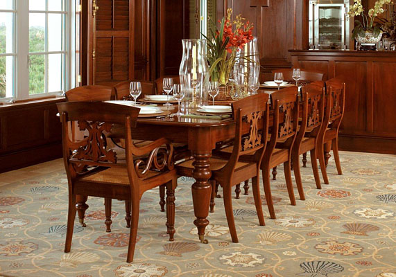 CARIBBEAN DINING TABLE AND CHAIRS, MAHOGANY  (T191)